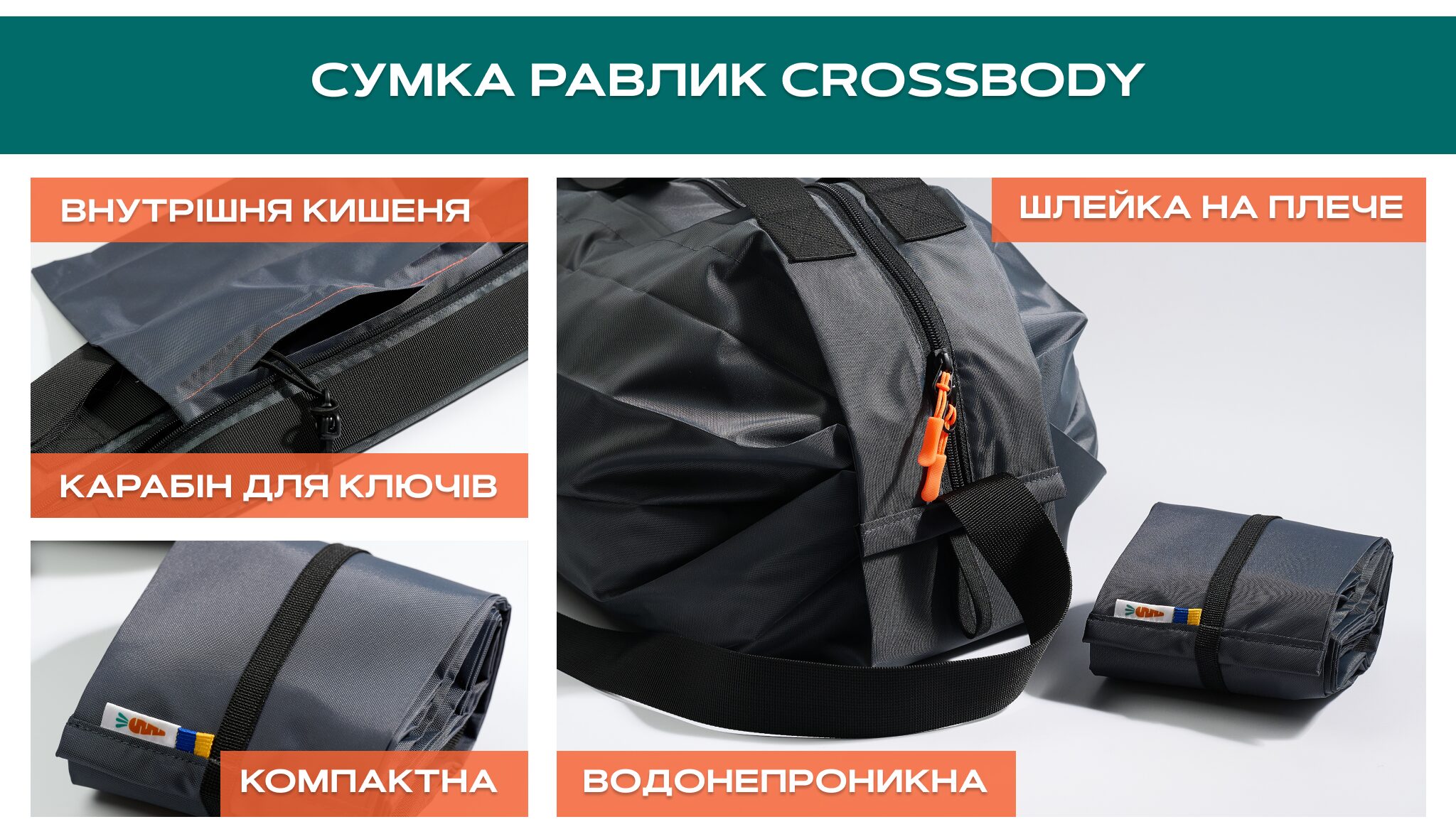 чорна сумка через плече з регульованої шлейкою